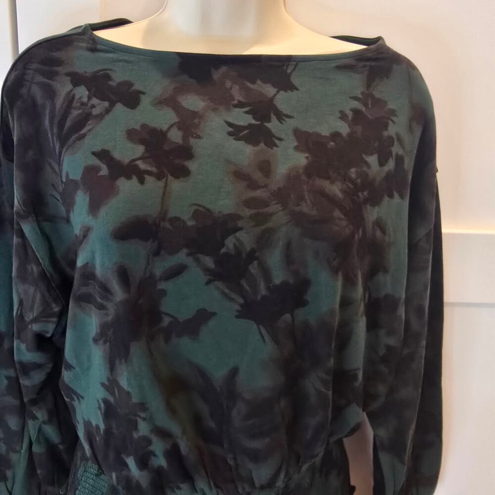 NWT Madewell Cinched Long-Sleeve Top in Luxury Forest Green color. Retails $75 - Picture 3 of 9